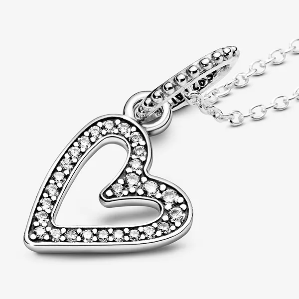 Dây Chuyền Pandora Sparkling Freehand Heart Pendant Necklace Màu Bạc - Trang sức - Vua Hàng Hiệu