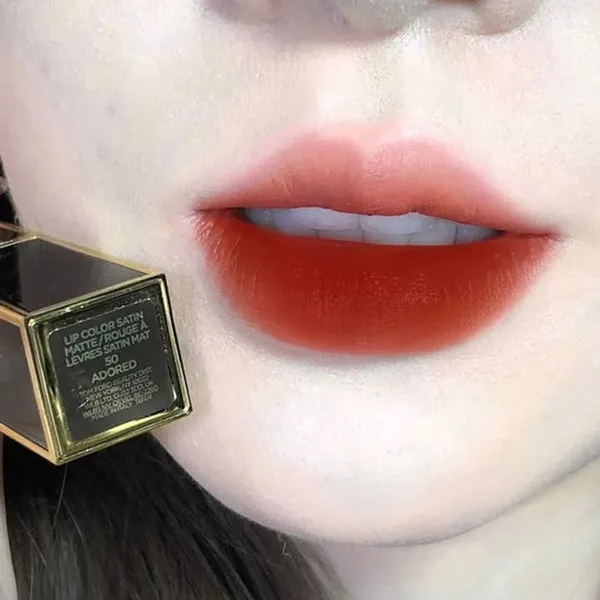 Son Tom Ford Lip Color Satin Matte 50 Adored Màu Đỏ Cam Cháy CH - Son Môi - Vua Hàng Hiệu