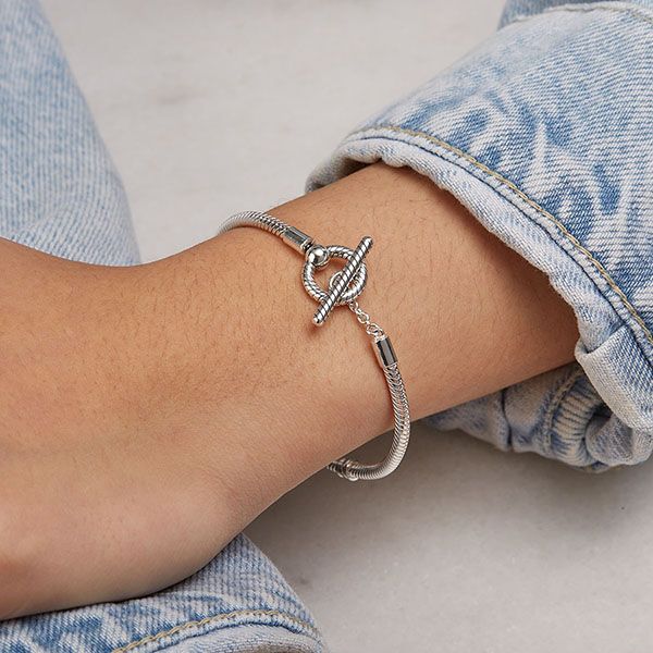 Vòng Đeo Tay Nữ Pandora Moments T-Bar Snake Chain Bracelet 599082C00 Màu Bạc Size 19 - Trang sức - Vua Hàng Hiệu