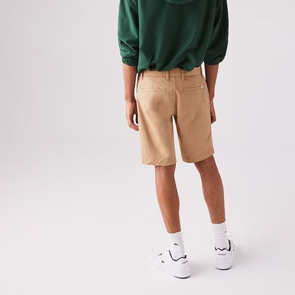 Quần Shorts Lacoste Men's Slim Fit Stretch Gabardine Shorts FH9542 02S Màu Beige - Thời trang - Vua Hàng Hiệu