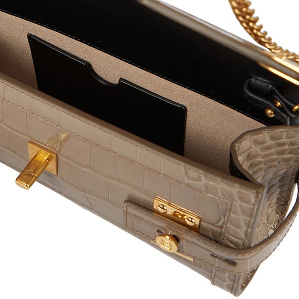 Túi Đeo Chéo Balmain B-Buzz 23 Croc-Effect Leather Crossbody Bag Màu Vàng Gold - Túi xách - Vua Hàng Hiệu