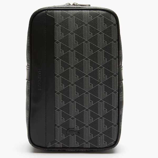 Túi Đeo Chéo Lacoste Men's The Blend Monogram Motif Coated Canvas Body Bag Màu Đen - Túi xách - Vua Hàng Hiệu