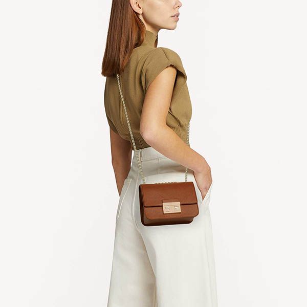 Túi Đeo Chéo Furla Mini Bella Leather Shoulder Bag Cognac Màu Nâu - Túi xách - Vua Hàng Hiệu