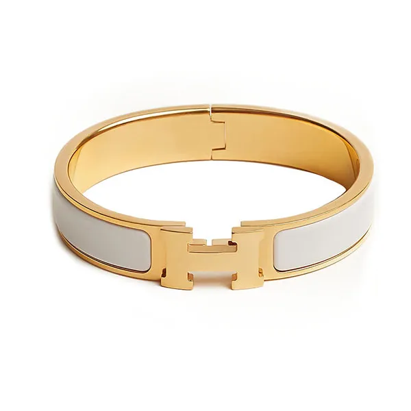 Vòng Đeo Tay Hermès Clic H Bracelet Blanc GhW Size PM Màu Vàng Trắng - Trang sức - Vua Hàng Hiệu