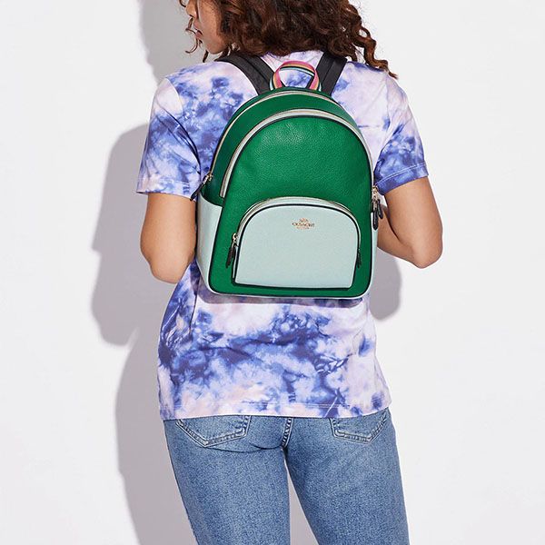Balo Coach Court Backpack In Colorblock Màu Xanh Phối Trắng - Túi xách - Vua Hàng Hiệu