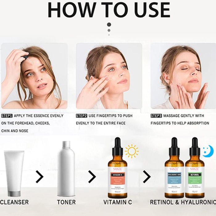 Cách kết hợp Vitamin C, Retinol và Axit Hyaluronic cho làn da đẹp