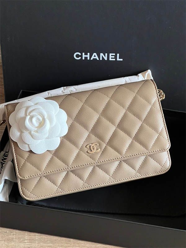 Túi Đeo Chéo Chanel Beige Clair Quilted Caviar Leather Classic Woc Clutch Bag Màu Be - Túi xách - Vua Hàng Hiệu