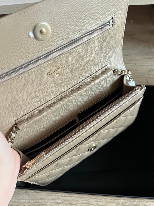 Túi Đeo Chéo Chanel Beige Clair Quilted Caviar Leather Classic Woc Clutch Bag Màu Be - Túi xách - Vua Hàng Hiệu