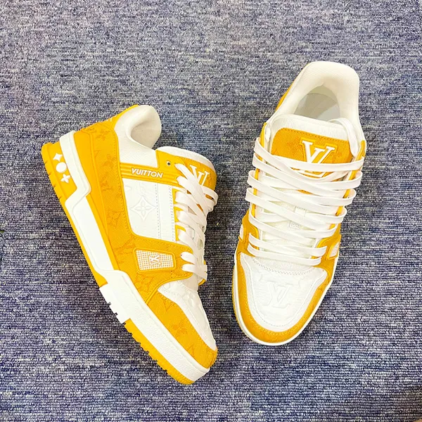 Giày Thể Thao Nam Louis Vuitton LV Trainer Sneaker 1A9JHD Màu Trắng Vàng Size 42 - Giày - Vua Hàng Hiệu