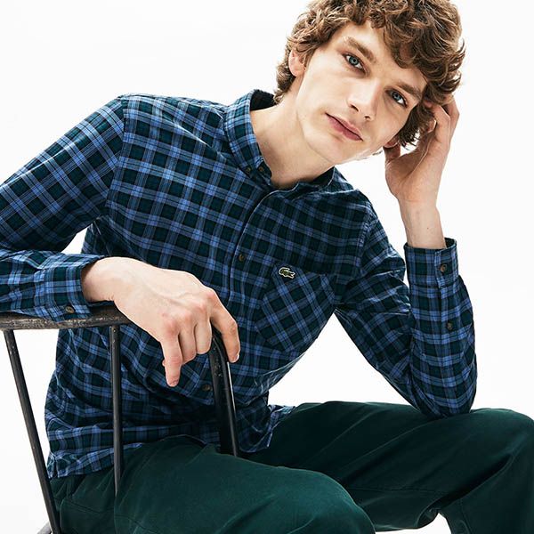 Áo Sơ Mi Lacoste Casual Chest Pocket Check Slim Shirt CH1541 10 1RT Màu Xanh Kẻ Size 40 - Thời trang - Vua Hàng Hiệu