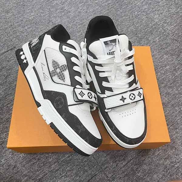 Giày Thể Thao Nam Louis Vuitton LV Trainer Sneaker Màu Đen - Trắng - Giày - Vua Hàng Hiệu