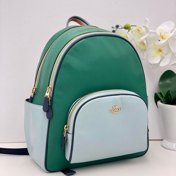 Balo Coach Court Backpack In Colorblock Màu Xanh Phối Trắng - Túi xách - Vua Hàng Hiệu