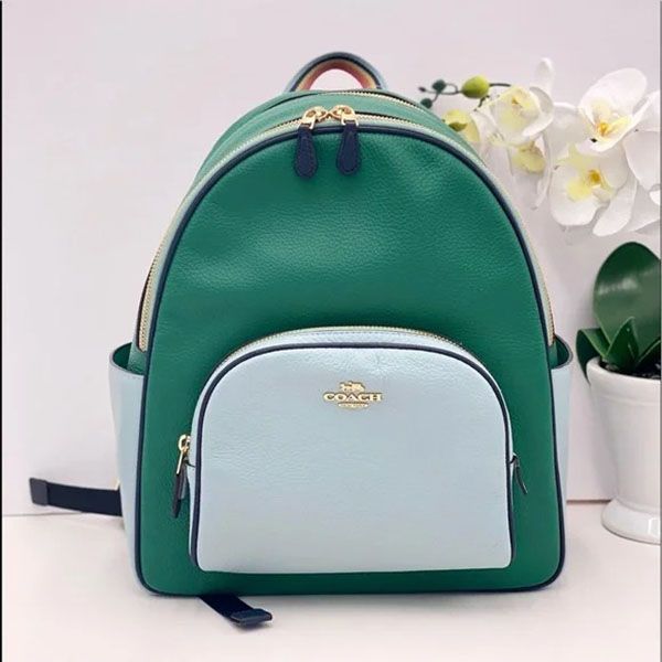 Balo Coach Court Backpack In Colorblock Màu Xanh Phối Trắng - Túi xách - Vua Hàng Hiệu
