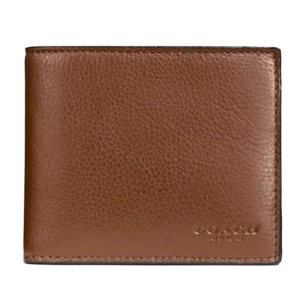 Ví Nam Coach Men Compact Id Wallet In Sport Calf Leather F74991 Dark Saddle Màu Nâu - Túi xách - Vua Hàng Hiệu