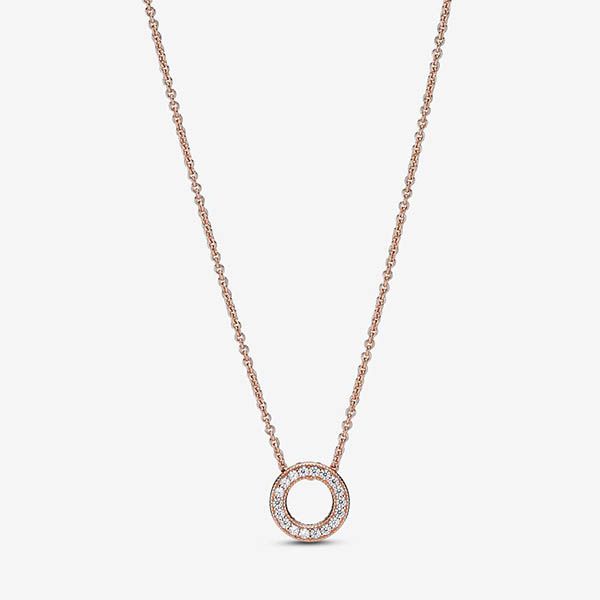 Set Dây Chuyền Và Khuyên Tai Pandora Sparkling Pave Circle Jewelry Gift Set Màu Vàng Hồng - Trang sức - Vua Hàng Hiệu