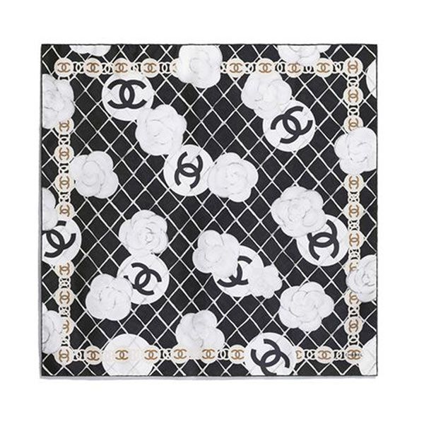 Khăn Quàng Cổ Chanel Square Scarf Silk Twill Black Màu Đen Trắng - Thời trang - Vua Hàng Hiệu