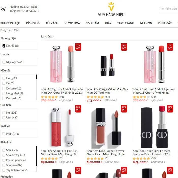 Top 10 cửa hàng son Dior tại HCM hàng chính hãng, giá tốt