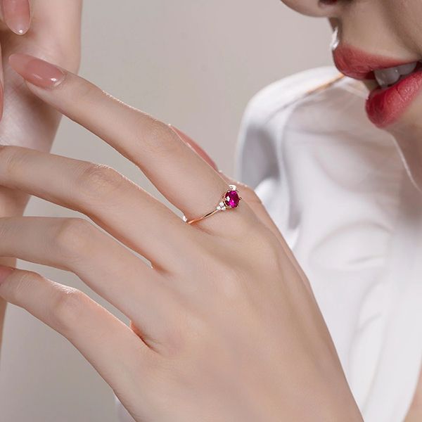 Nhẫn Huy Thanh Jewelry NPTB 289 - 14K - Đá Màu Ruby Màu Vàng Hồng - Trang sức - Vua Hàng Hiệu