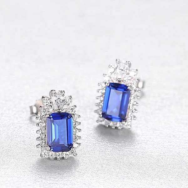 Khuyên Tai Kya Jewel Bạc Đính Đá Cz Màu Xanh Dương Tinh Tế SE100 - Trang sức - Vua Hàng Hiệu