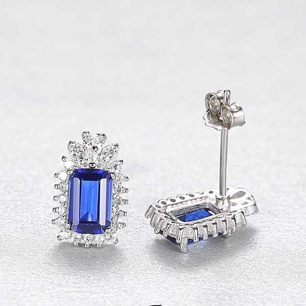Khuyên Tai Kya Jewel Bạc Đính Đá Cz Màu Xanh Dương Tinh Tế SE100 - Trang sức - Vua Hàng Hiệu