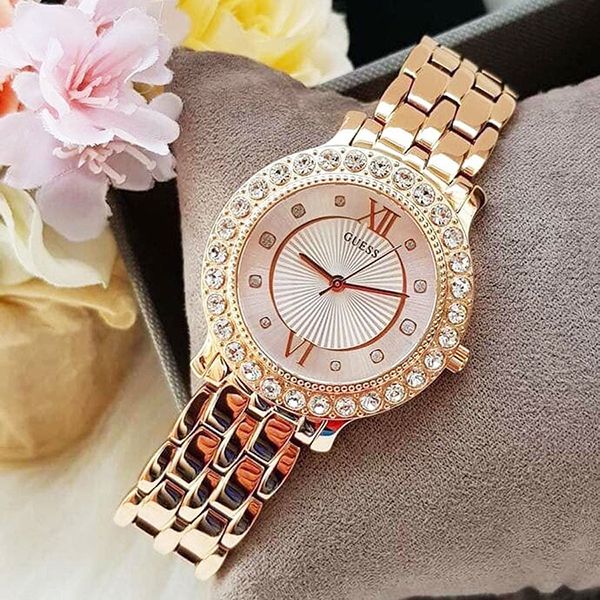 Đồng Hồ Nữ Guess Petite Crystal Blush Wrist Watch 34mm U1062L3 Màu Vàng Hồng - Đồng hồ - Vua Hàng Hiệu