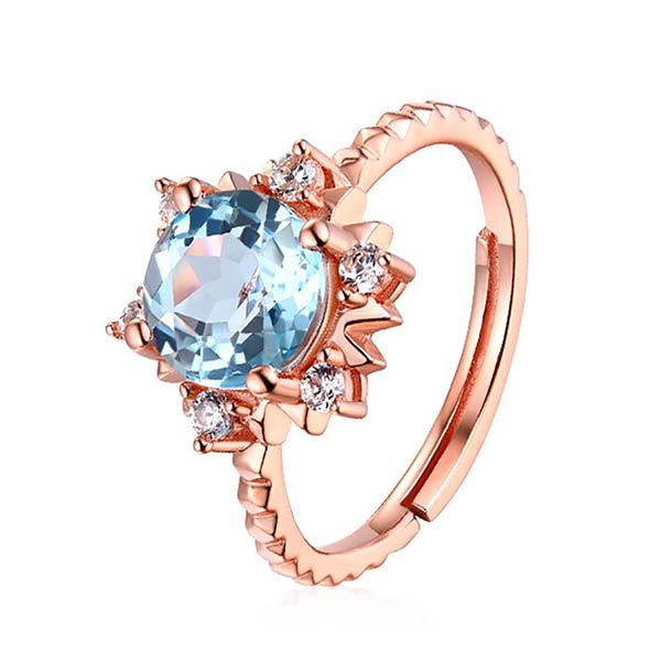 Nhẫn Kya Jewel Đá Topaz Mặt Trời Tỏa Sáng R39 Màu Vàng Hồng - Trang sức - Vua Hàng Hiệu
