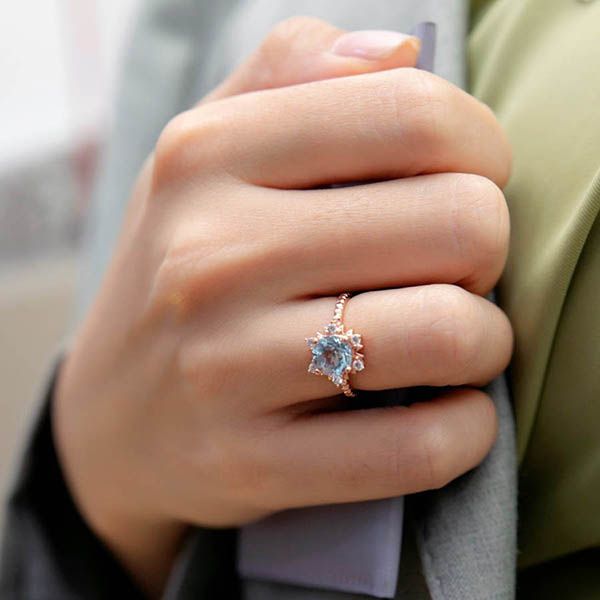 Nhẫn Kya Jewel Đá Topaz Mặt Trời Tỏa Sáng R39 Màu Vàng Hồng - Trang sức - Vua Hàng Hiệu