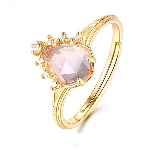 Nhẫn Kya Jewel Pha Lê Hồng Và Đá Cz Lấp Lánh R45 Màu Vàng Gold - Trang sức - Vua Hàng Hiệu