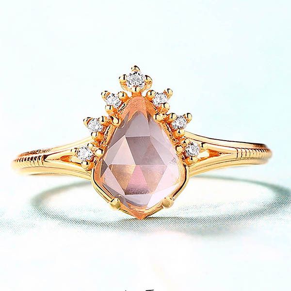Nhẫn Kya Jewel Pha Lê Hồng Và Đá Cz Lấp Lánh R45 Màu Vàng Gold - Trang sức - Vua Hàng Hiệu