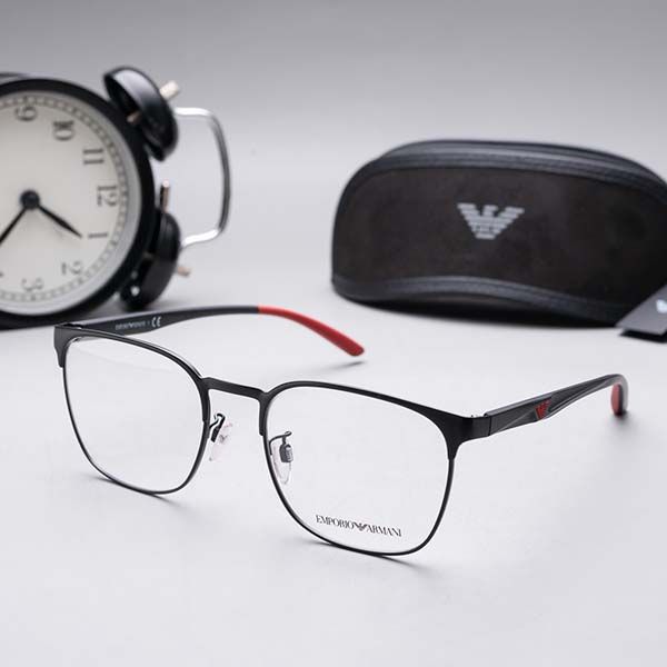 Kính Mắt Cận Emporio Armani Men’s Square Glasses 0EA1135D_300155.C Màu Đen Đỏ - Kính mắt - Vua Hàng Hiệu
