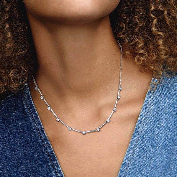 Dây Chuyền Pandora Timeless Đính Đá Trong Suốt 390059C01 Màu Bạc - Trang sức - Vua Hàng Hiệu