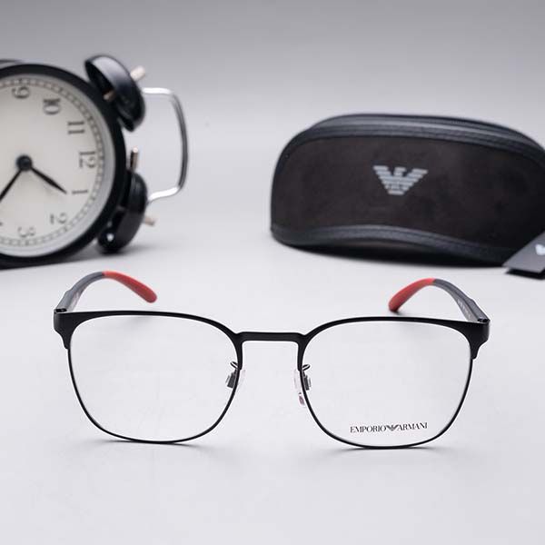 Kính Mắt Cận Emporio Armani Men’s Square Glasses 0EA1135D_300155.C Màu Đen Đỏ - Kính mắt - Vua Hàng Hiệu