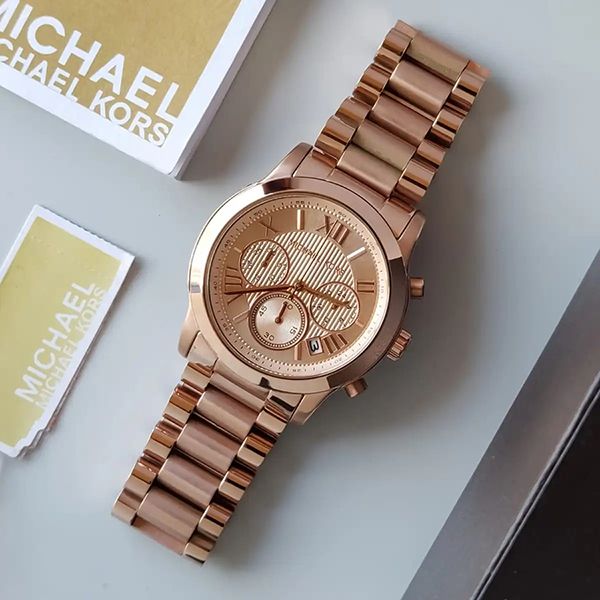 Đồng Hồ Nữ Michael Kors MK Cooper Chronograph Rose Dial Rose Gold-Tone Ladies Watch MK6275 Màu Vàng Hồng - Đồng hồ - Vua Hàng Hiệu