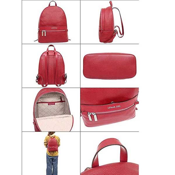 Balo Michael Kors MK Kenly Scarlet Leather Large Backpack Red 35S0SY9B7L Màu Đỏ - Túi xách - Vua Hàng Hiệu