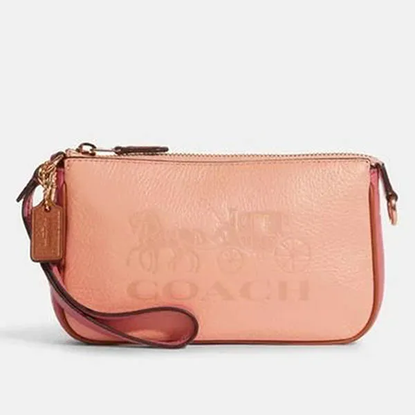 Túi Xách Coach Outlet Leather Nolita 19 In Colorblock With Horse And Carriage In Pink C8877 Màu Hồng Cam - Túi xách - Vua Hàng Hiệu