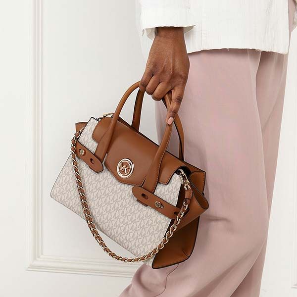 Túi Xách Michael Kors MK Carmen Small Flap Satchel Vanilla/Acrn 35S2GNMS5B Màu Nâu – Trắng - Túi xách - Vua Hàng Hiệu