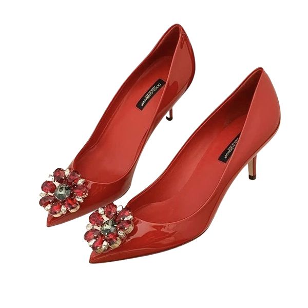 Giày Cao Gót Dolce & Gabbana D&G Đính Đá CD0693 B1471 Màu Đỏ - Giày - Vua Hàng Hiệu
