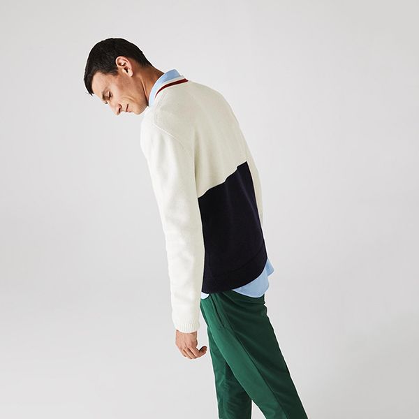 Áo Len Lacoste Men's Made In France Two-Tone Wool V-Neck Sweater AH2051 Màu Đen Trắng Size S - Thời trang - Vua Hàng Hiệu