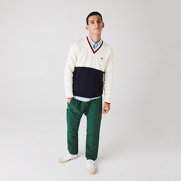 Áo Len Lacoste Men's Made In France Two-Tone Wool V-Neck Sweater AH2051 Màu Đen Trắng Size S - Thời trang - Vua Hàng Hiệu
