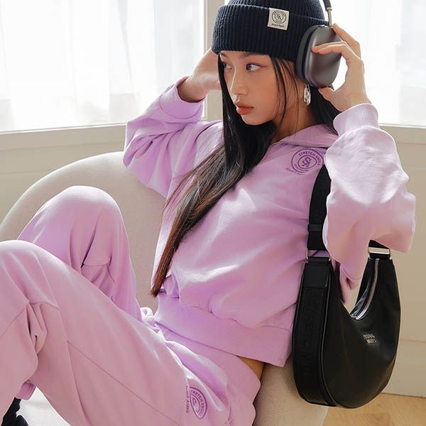 Áo Nỉ Stretch Angels Half Zip Crop Sweatshirt_Violet A-22F-SWMT11125-LVS Màu Tím - Thời trang - Vua Hàng Hiệu