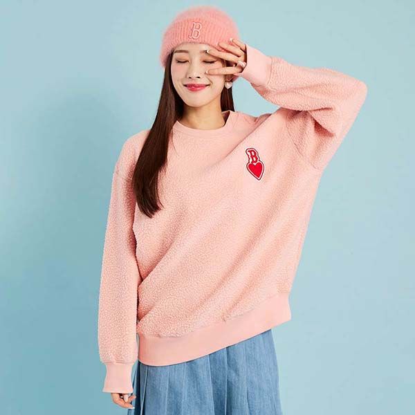 Áo Nỉ Sweater MLB Heart Fleece Sweatshirt Boston Red Sox 3AMTH0426-43COL Màu Hồng - Thời trang - Vua Hàng Hiệu