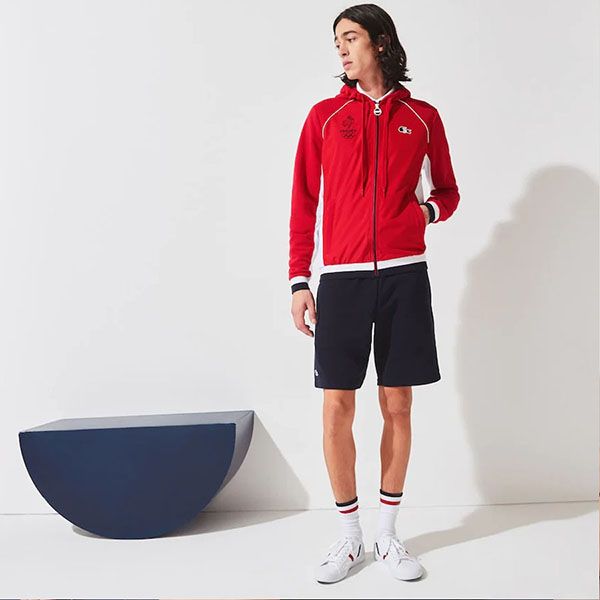 Bộ Quần Áo Gió Lacoste France Olympic Edition Zipped Jacket In Red Fleece Màu Đỏ - Xanh Size S - Thời trang - Vua Hàng Hiệu