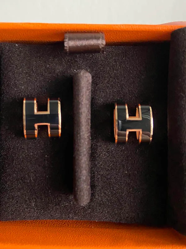 Khuyên Tai Hermès Pop H Earrings Màu Đen, Vàng Gold - Trang sức - Vua Hàng Hiệu