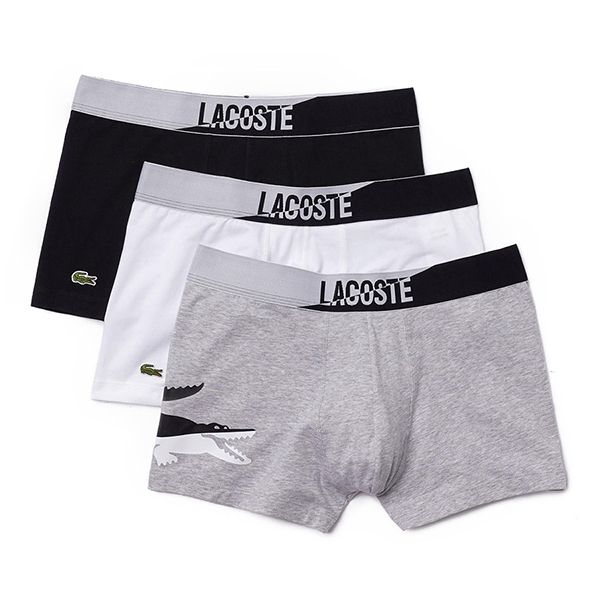 Set Quần Lót Nam Lacoste Men’s Stretch Cotton Trunk 3-Pack 5H7626 EJ7 Màu Đen, Trắng, Xám - Thời trang - Vua Hàng Hiệu