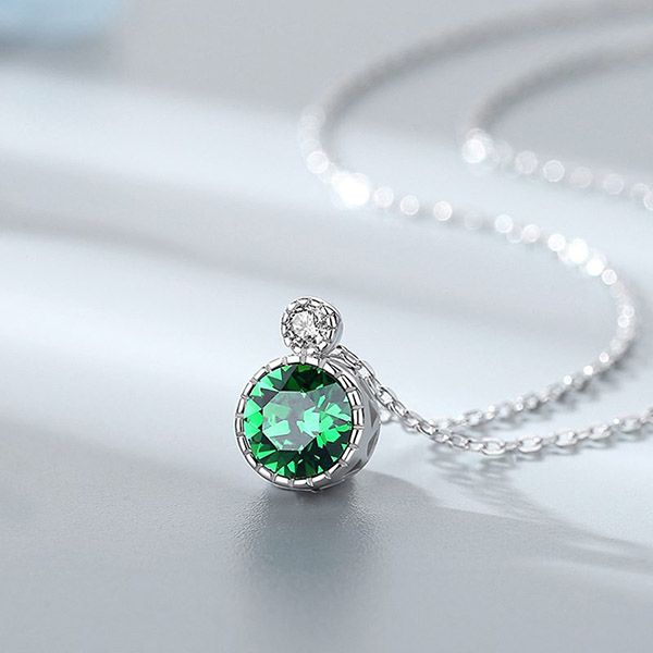 Dây Chuyền Lili Jewelry Bạc Nữ Đính Pha Lê Swarovski Trái Tim Đại Dương LILI_295787 Màu Xanh Lá Cây - Trang sức - Vua Hàng Hiệu