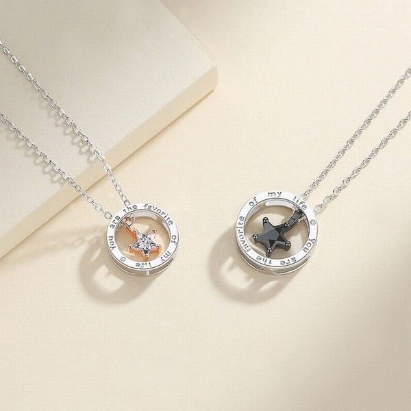 Dây Chuyền Đôi Lili Jewelry Bạc Tròn Đính Đá CZ Tình Yêu Tình Bạn Thân BFF LILI_619562 Màu Bạc - Trang sức - Vua Hàng Hiệu