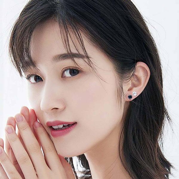 Khuyên Tai LiLi Jewelry Bạc Đính Đá Cubic Zirconia LiLi_488357 Màu Đen 6mm - Trang sức - Vua Hàng Hiệu