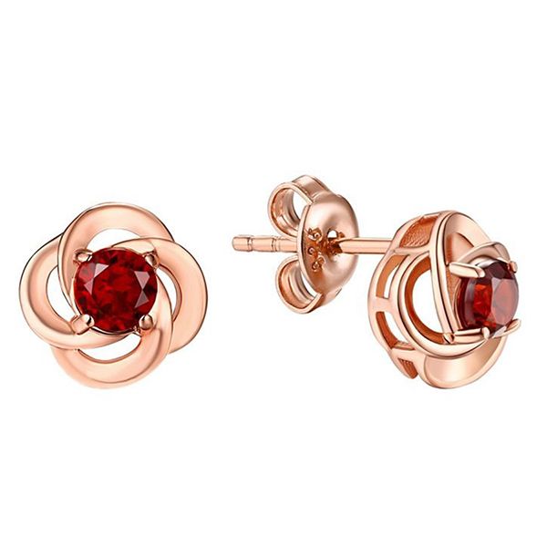 Khuyên Tai LiLi Jewelry Cỏ 4 Lá Đính Đá Garnet Mạ Vàng 762747 Màu Vàng Hồng, Đỏ - Trang sức - Vua Hàng Hiệu