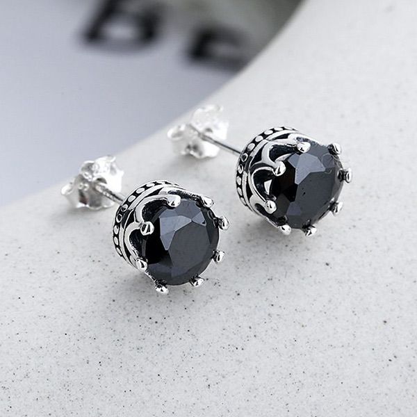 Khuyên Tai LiLi Jewelry Hình Vương Miện Cleopatra Đính Đá CZ Lili_885769 Màu Đen - Trang sức - Vua Hàng Hiệu
