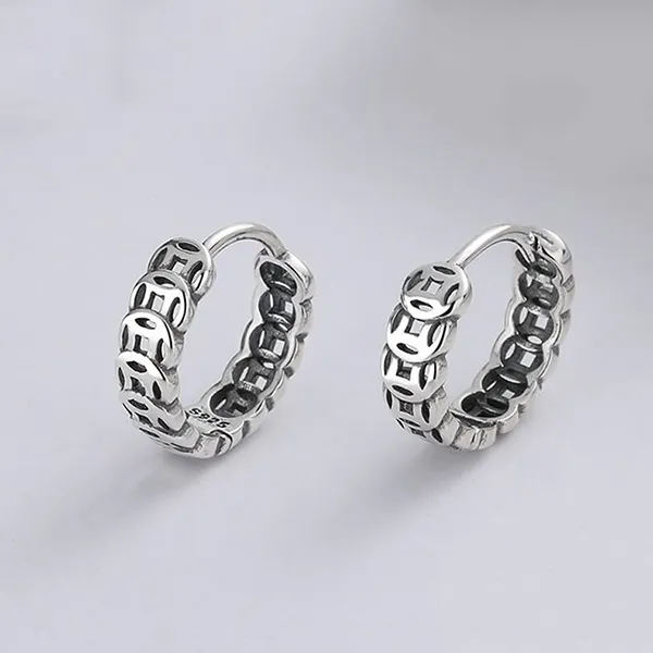 Khuyên Tai Unisex LiLi Jewelry Dạng Tròn Kim Tiền Lili_387354 Màu Bạc - Trang sức - Vua Hàng Hiệu